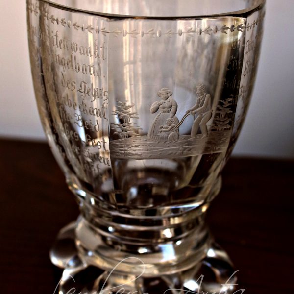 Бокал с гравировкой19 век. Сюжетный Стопа